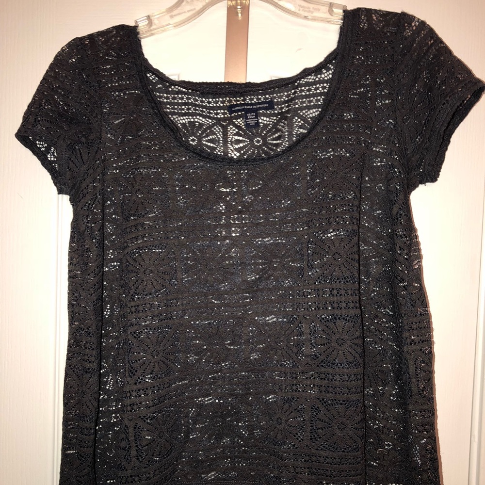 Ladies American Eagle navy lace shirt